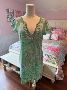 Lilly Pulitzer Pastel Multicolor Scoop Neck Top in Aqua & Lime